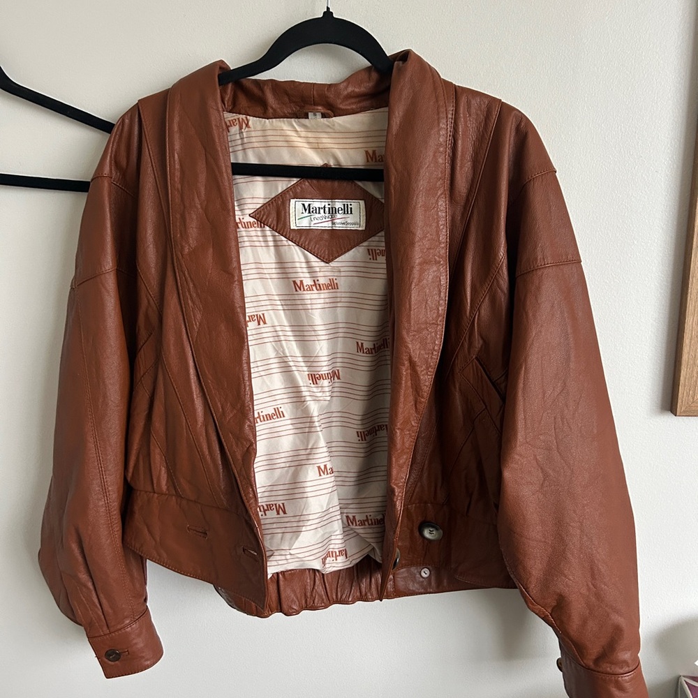 Brown Leather Cropped Jacket